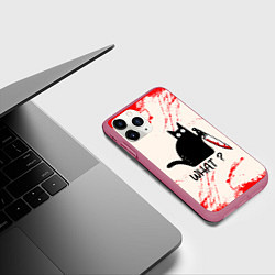 Чехол iPhone 11 Pro матовый What cat, цвет: 3D-малиновый — фото 2