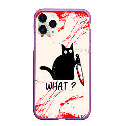 Чехол iPhone 11 Pro матовый What cat, цвет: 3D-фиолетовый