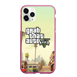 Чехол iPhone 11 Pro матовый GTA 5, цвет: 3D-малиновый