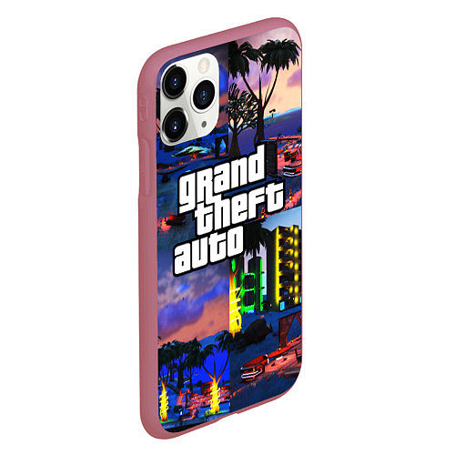 Чехол iPhone 11 Pro матовый GTA / 3D-Малиновый – фото 2