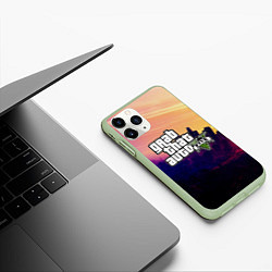 Чехол iPhone 11 Pro матовый GTA 5, цвет: 3D-салатовый — фото 2