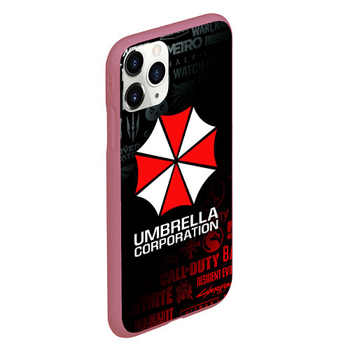 Чехол iPhone 11 Pro матовый RESIDENT EVIL UMBRELLA CORP / 3D-Малиновый – фото 2