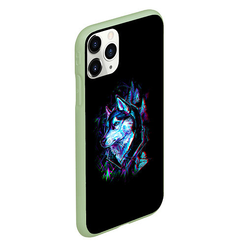 Чехол iPhone 11 Pro матовый Wolf / 3D-Салатовый – фото 2