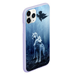 Чехол iPhone 11 Pro матовый Волки в тёмном лесу, цвет: 3D-светло-сиреневый — фото 2