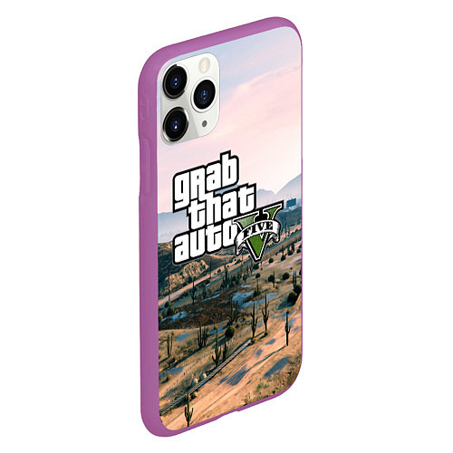 Чехол iPhone 11 Pro матовый Grand Theft Auto 5 / 3D-Фиолетовый – фото 2