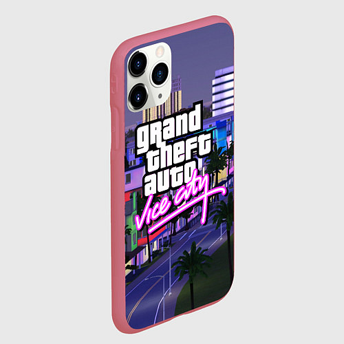 Чехол iPhone 11 Pro матовый Grand Theft Auto Vice City / 3D-Малиновый – фото 2