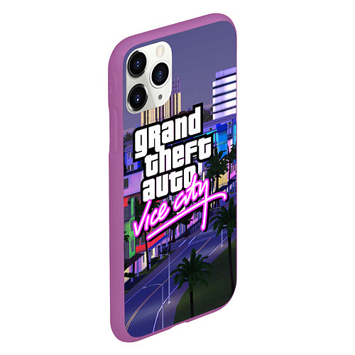 Чехол iPhone 11 Pro матовый Grand Theft Auto Vice City / 3D-Фиолетовый – фото 2