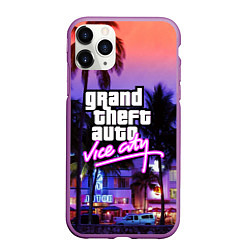 Чехол iPhone 11 Pro матовый Grand Theft Auto Vice City, цвет: 3D-фиолетовый