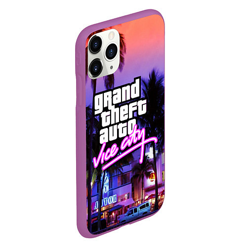 Чехол iPhone 11 Pro матовый Grand Theft Auto Vice City / 3D-Фиолетовый – фото 2