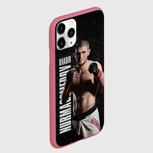 Чехол iPhone 11 Pro матовый Хабиб Нурмагомедов / 3D-Малиновый – фото 2