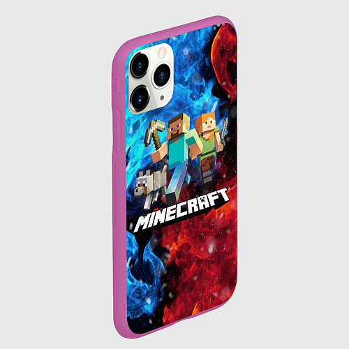 Чехол iPhone 11 Pro матовый Minecraft Майнкрафт / 3D-Фиолетовый – фото 2