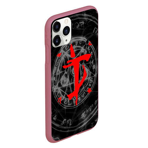 Чехол iPhone 11 Pro матовый DOOM / 3D-Малиновый – фото 2