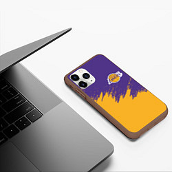 Чехол iPhone 11 Pro матовый LA LAKERS, цвет: 3D-коричневый — фото 2