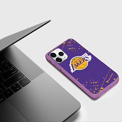 Чехол iPhone 11 Pro матовый LA LAKERS, цвет: 3D-фиолетовый — фото 2