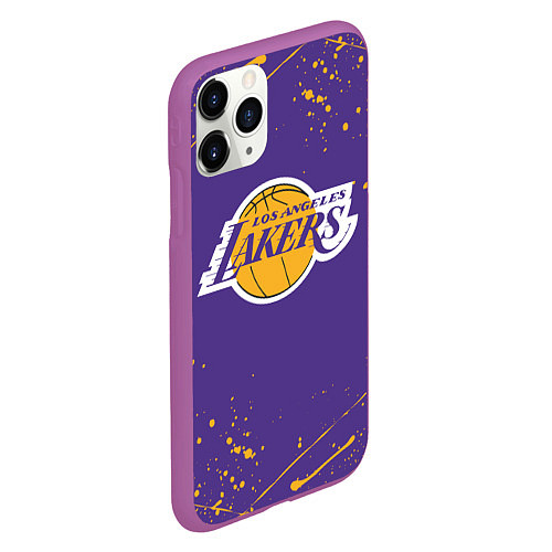 Чехол iPhone 11 Pro матовый LA LAKERS / 3D-Фиолетовый – фото 2