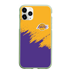 Чехол iPhone 11 Pro матовый LA LAKERS, цвет: 3D-салатовый