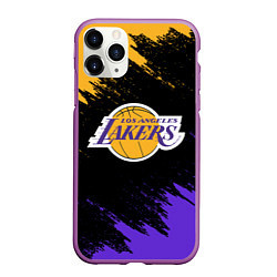 Чехол iPhone 11 Pro матовый LA LAKERS, цвет: 3D-фиолетовый