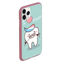 Чехол iPhone 11 Pro матовый Tooth, цвет: 3D-малиновый — фото 2