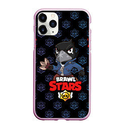 Чехол iPhone 11 Pro матовый BRAWL STARS CROW, цвет: 3D-розовый