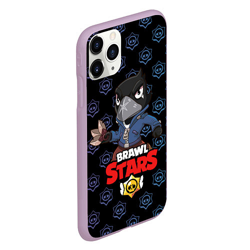 Чехол iPhone 11 Pro матовый BRAWL STARS CROW / 3D-Сиреневый – фото 2