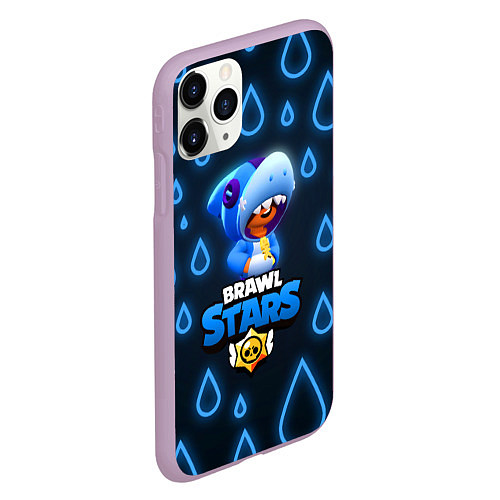 Чехол iPhone 11 Pro матовый Brawl Stars Leon Shark / 3D-Сиреневый – фото 2