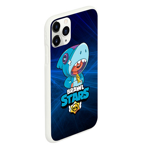 Чехол iPhone 11 Pro матовый Brawl stars leon shark / 3D-Белый – фото 2