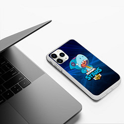 Чехол iPhone 11 Pro матовый Brawl stars leon shark, цвет: 3D-белый — фото 2