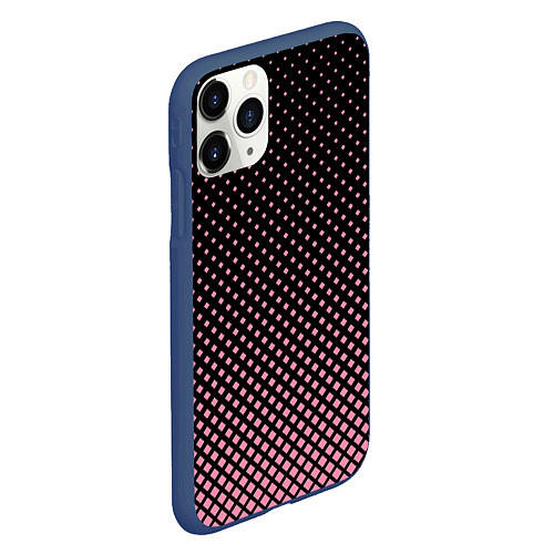 Чехол iPhone 11 Pro матовый Ромбы / 3D-Тёмно-синий – фото 2