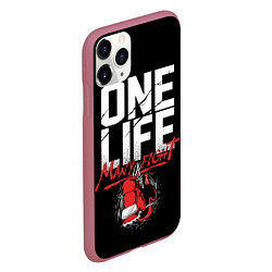 Чехол iPhone 11 Pro матовый One Life Many Fight, цвет: 3D-малиновый — фото 2