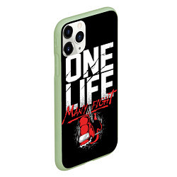 Чехол iPhone 11 Pro матовый One Life Many Fight, цвет: 3D-салатовый — фото 2