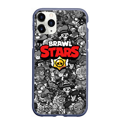 Чехол iPhone 11 Pro матовый BRAWL STARS, цвет: 3D-серый