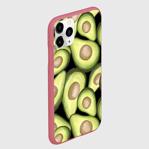 Чехол iPhone 11 Pro матовый Avocado background / 3D-Малиновый – фото 2