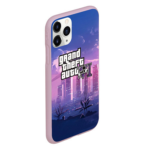 Чехол iPhone 11 Pro матовый GTA VI / 3D-Розовый – фото 2