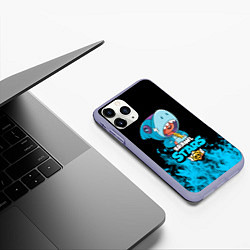 Чехол iPhone 11 Pro матовый Brawl stars leon shark, цвет: 3D-светло-сиреневый — фото 2