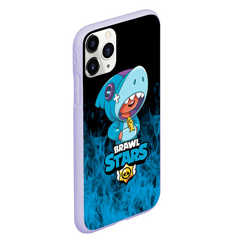 Чехол iPhone 11 Pro матовый Brawl stars leon shark / 3D-Светло-сиреневый – фото 2