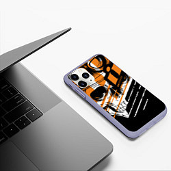 Чехол iPhone 11 Pro матовый Череп Icon оранжевый, цвет: 3D-светло-сиреневый — фото 2