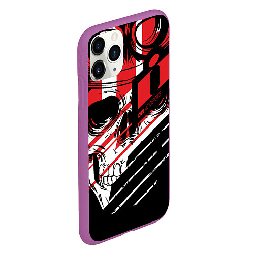 Чехол iPhone 11 Pro матовый Череп Icon красный / 3D-Фиолетовый – фото 2