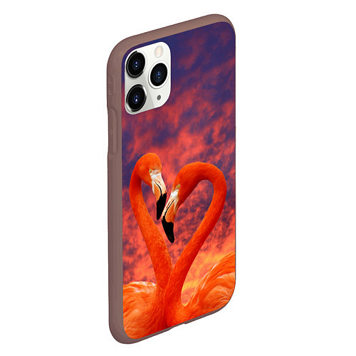 Чехол iPhone 11 Pro матовый Flamingo Love / 3D-Коричневый – фото 2