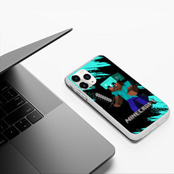 Чехол iPhone 11 Pro матовый MINECRAFT, цвет: 3D-белый — фото 2