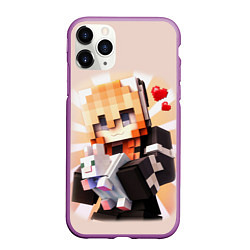 Чехол iPhone 11 Pro матовый MINECRAFT, цвет: 3D-фиолетовый