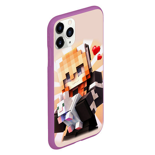 Чехол iPhone 11 Pro матовый MINECRAFT / 3D-Фиолетовый – фото 2