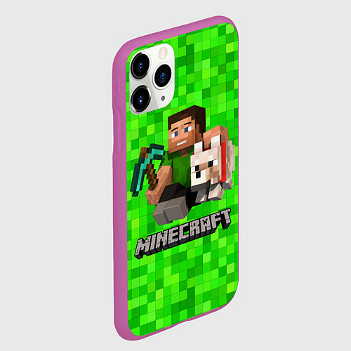 Чехол iPhone 11 Pro матовый MINECRAFT / 3D-Фиолетовый – фото 2