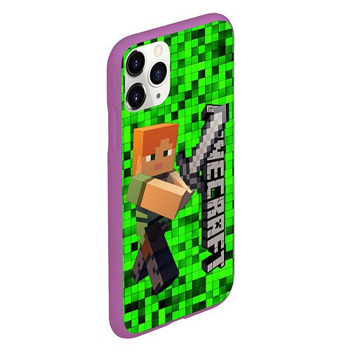 Чехол iPhone 11 Pro матовый MINECRAFT / 3D-Фиолетовый – фото 2