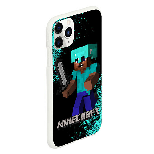 Чехол iPhone 11 Pro матовый MINECRAFT / 3D-Белый – фото 2