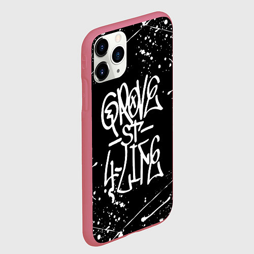 Чехол iPhone 11 Pro матовый GROVE STREET GTA / 3D-Малиновый – фото 2