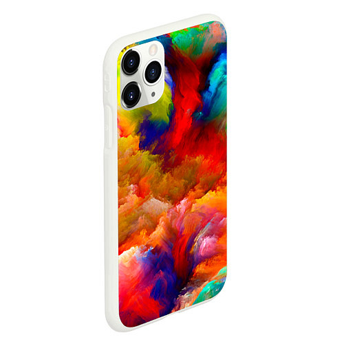 Чехол iPhone 11 Pro матовый Битва красок / 3D-Белый – фото 2