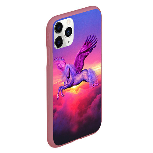 Чехол iPhone 11 Pro матовый Dusk Sky Horse / 3D-Малиновый – фото 2