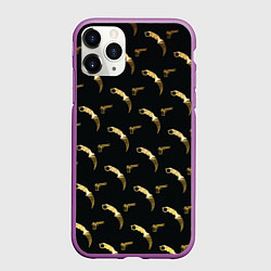 Чехол iPhone 11 Pro матовый Karambit и Desert eagle, цвет: 3D-фиолетовый