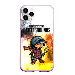 Чехол iPhone 11 Pro матовый PUBG, цвет: 3D-розовый