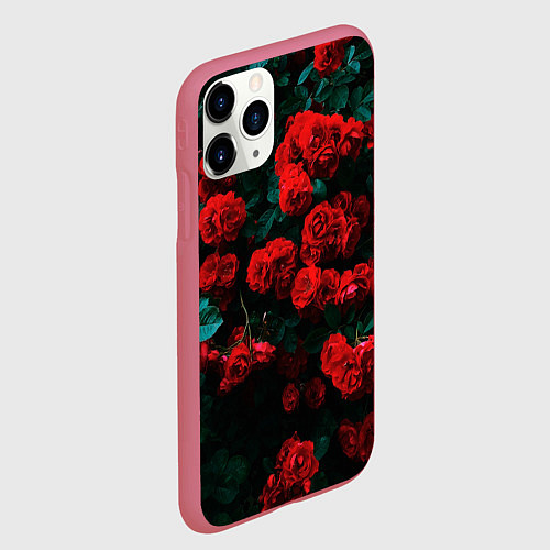 Чехол iPhone 11 Pro матовый Розы / 3D-Малиновый – фото 2